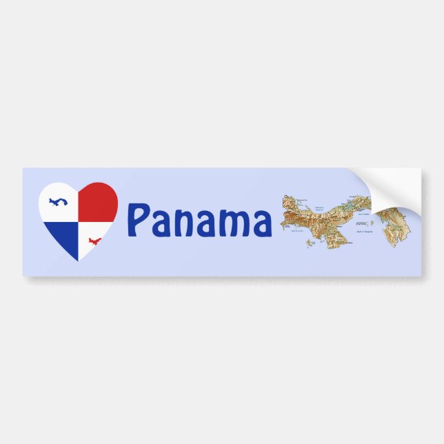 Panama Banner Herz + Karte Autoaufkleber (Vorne)