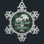 Panama Beach Florida Palm Green Kariert Schneeflocken Zinn-Ornament<br><div class="desc">Panama Beach Florida Palm Tree Grün Karierter Weihnachtsschmuck</div>