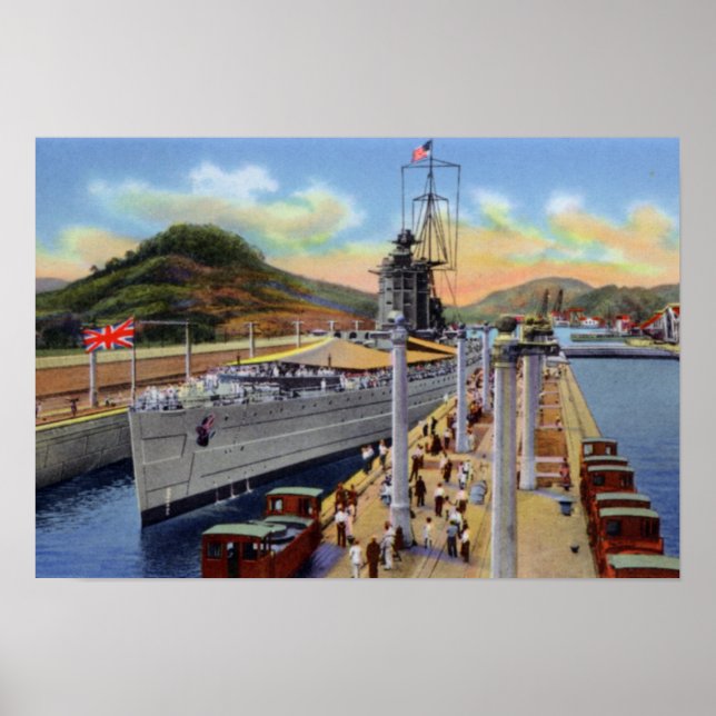 Panama Canal Pedro Miguel Locks mit Schiff Poster (Vorne)