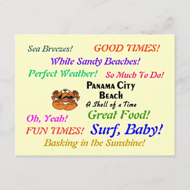 Panama City Beach Crab Postkarte (Vorderseite)