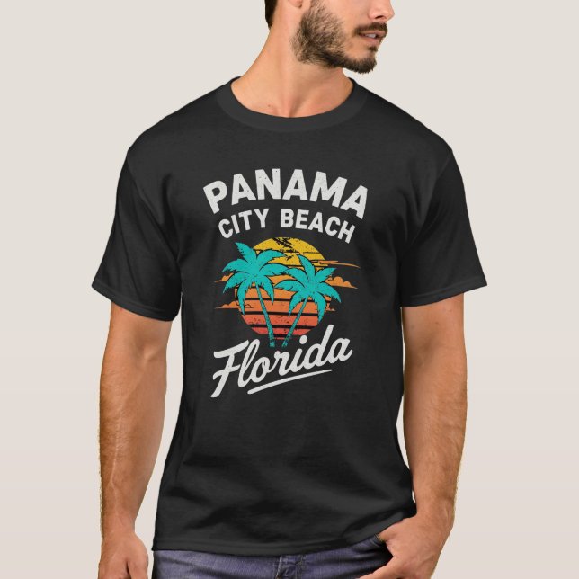 Panama City Beach FL Retro Sunset Graphic T-Shirt (Vorderseite)