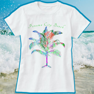 Panama City Beach Florida farbenfrohe Bright Palm  T-Shirt