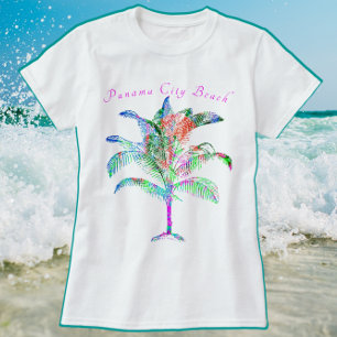Panama City Beach Florida farbenfrohe Bright Palm T-Shirt