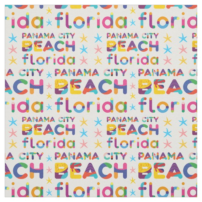 Panama City Beach, Florida. Farbiges Textmuster Stoff (Muster)