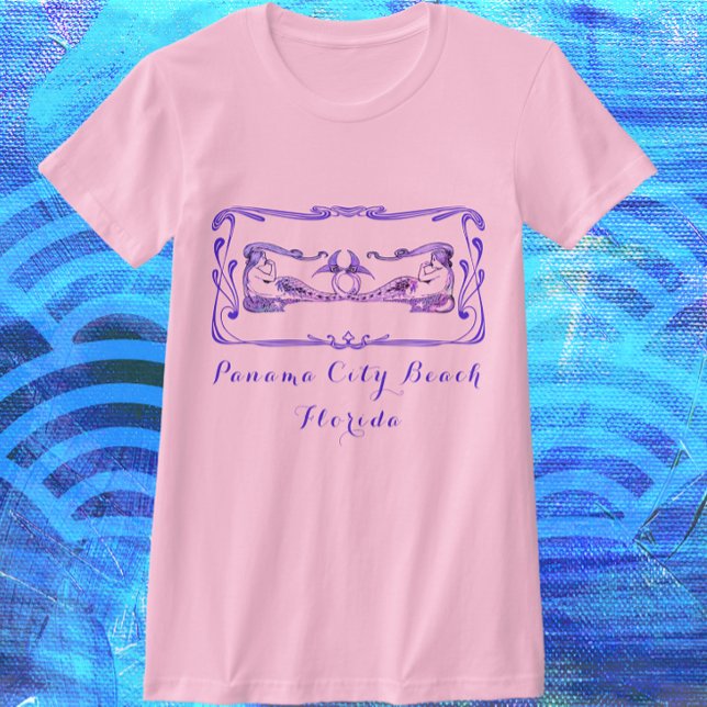 Panama City Beach Florida Hübsch Art Deco Mermaids T-Shirt (Color choices available.)