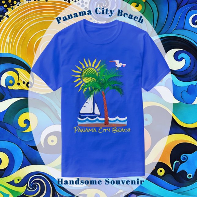 Panama City Beach Florida Palm Sailboat und Sun T- T-Shirt (Panama City Beach Vacation Shirt)