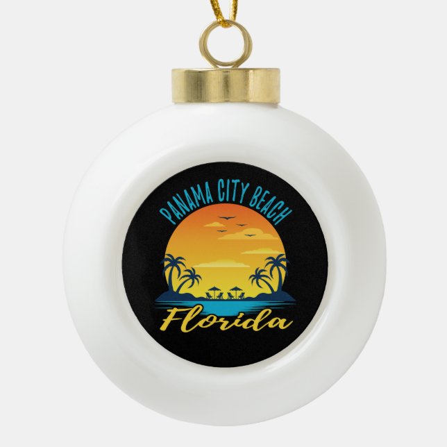 Panama City Beach Florida Palm Tree Beach Keramik Kugel-Ornament (Vorderseite)