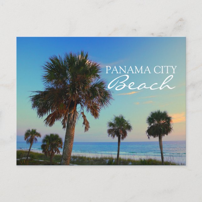 Panama City Beach, Florida Palm Trees Sunset Postkarte (Vorderseite)