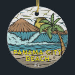Panama City Beach Florida Vintag Keramik Ornament<br><div class="desc">Panama City Beach handgezeichnete Illustration mit Bergen und Meereswellen im Hintergrund. Ideal für alle,  die Lieben,  Panama City Beach zu besuchen.</div>