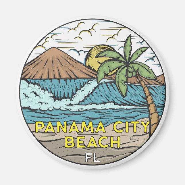 Panama City Beach Florida Vintag Magnet (Vorne)