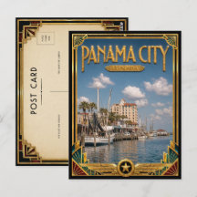 Panama City Beach Florida Vintage Art Deco Golden