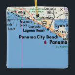 Panama City Beach Karte Keramikornament<br><div class="desc">Panama City Beach Florida Weihnachtsschmuck mit Vintager Karte gemacht.</div>