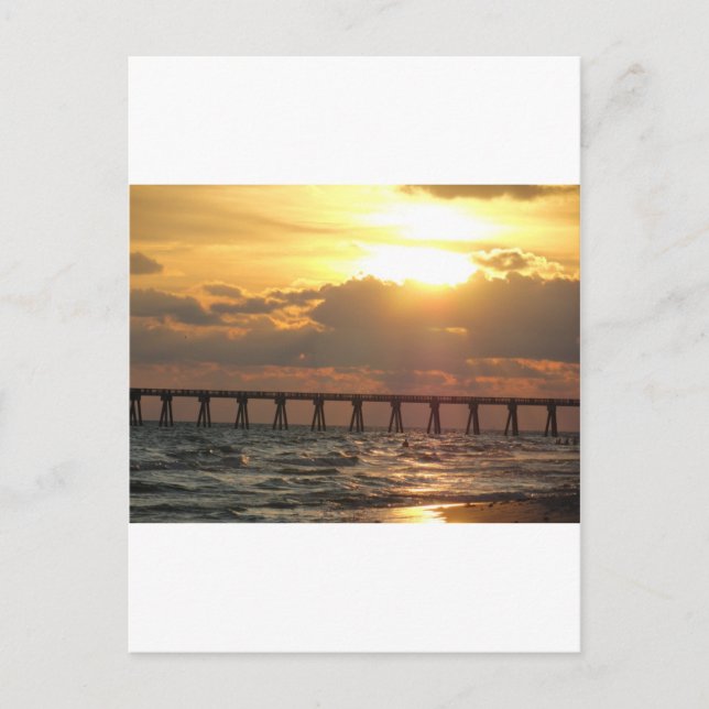 Panama City Beach Pier Sunset Postkarte (Vorderseite)
