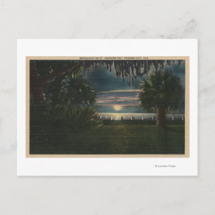 Panama City, FL - Mondlicht Aussicht auf St. Andre Postkarte