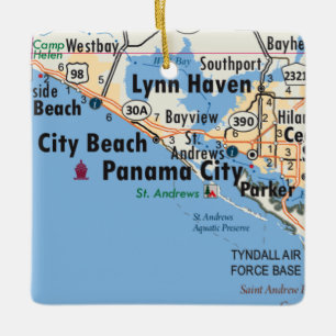 Panama City Florida Karte Keramikornament