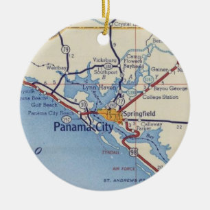 Panama City Florida Ornament mit Vintager Karte
