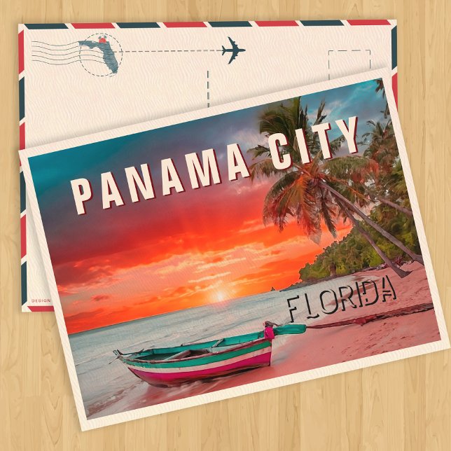 Panama City Florida Palm Tree Beach Vintag 50er Postkarte (Von Creator hochgeladen)