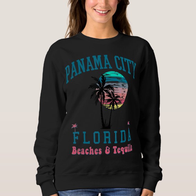 Panama City Florida Sunset Tequila Beach Palm Tree Sweatshirt (Vorderseite)