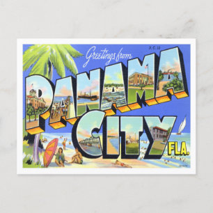 Panama City, Florida Vintage Große Buchstaben Post Postkarte