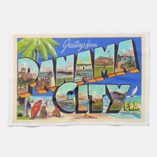 Panama City Florida Vintager Großbuchstabe Postka Geschirrtuch