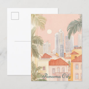 Panama City Gouache Paint Illustration Travel Postkarte