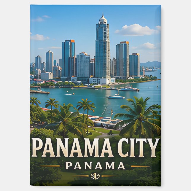 Panama City Skyline und Kanal Wunder Magnet (Vorderseite)