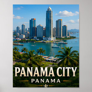 Panama City Skyline und Kanal Wunder Poster