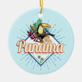 Panama City Toucan Retro Palmen Vintag Keramik Ornament