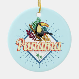 Panama City Toucan Retro Palmen Vintag Keramik Ornament