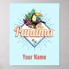 Panama City Toucan Retro Palmen Vintag Poster