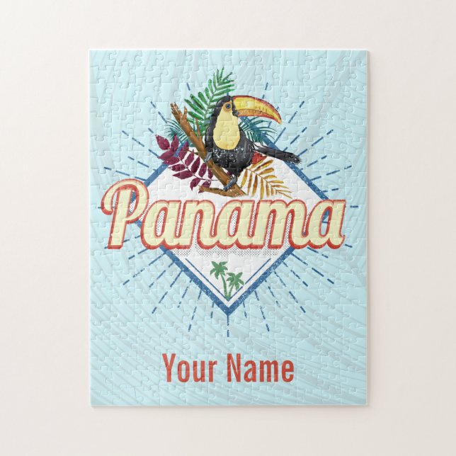 Panama City Toucan Retro Palmen Vintag Puzzle (Vertikal)