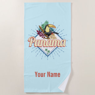 Panama City Toucan Retro Palmen Vintag Strandtuch