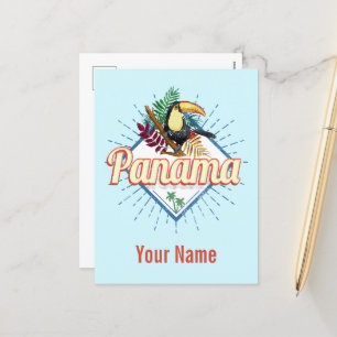 Panama City Tukan Retro Palmen Vintage Feiertagspostkarte
