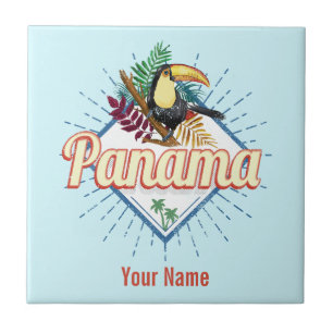 Panama City Tukan Retro Palmen Vintage Fliese