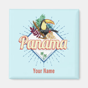 Panama City Tukan Retro Palmen Vintage Magnet