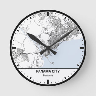 Panama Clock City Line Art Runde Wanduhr