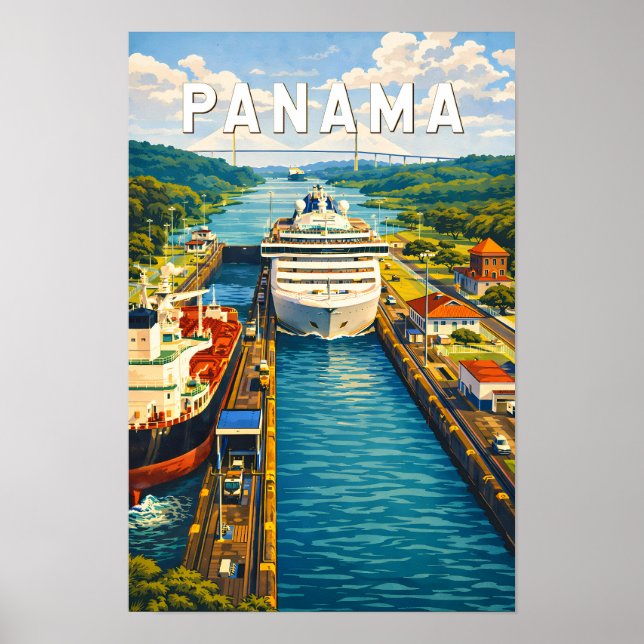 Panama-Illustration Reise Kunst Vintage Poster (Vorne)