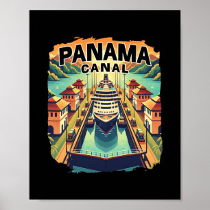 Panama-Kanal-Kreuzfahrt-Trip-Boots-Schiff-Vintage- Poster