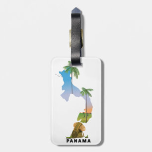 Panama-Karte Illustrierter Reiseplakat-Druck. Gepäckanhänger