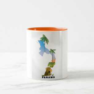 Panama-Karte Illustrierter Reiseplakat-Druck. Zweifarbige Tasse