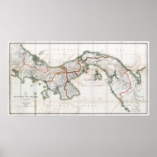 Panama-Karte von 1912 Poster (Vorne)