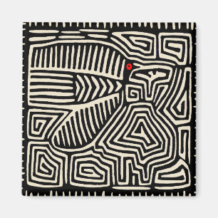 Panama Kuna Indian Mola Pajaro - Schwarz-weiß Magnet