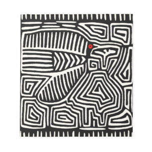 Panama Kuna Indian Mola Pajaro - Schwarz-weiß Notizblock