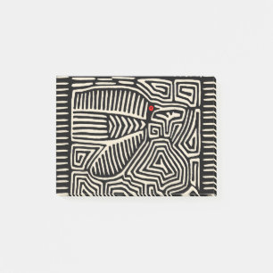 Panama Kuna Indian Mola Pajaro - Schwarz-weiß Post-it Klebezettel