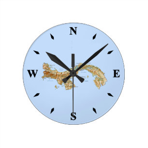 Panama Map Clock Runde Wanduhr