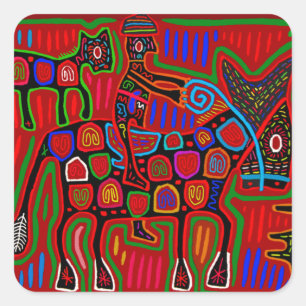 Panama Mola - Rette ein Pferd, reite einen Cowboy Quadratischer Aufkleber