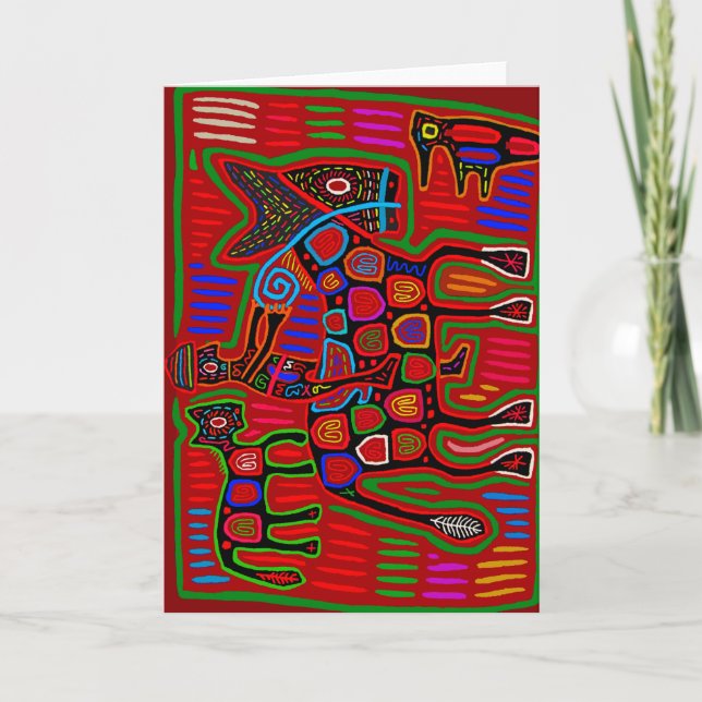 Panama Mola - Rettet einen Pferdeschlitten Karte (Vorderseite)