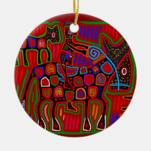 Panama Mola - Rettet einen Pferdeschlitten Keramik Ornament