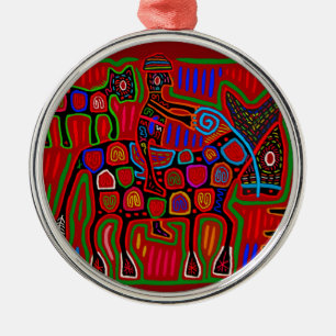 Panama Mola - Rettet einen Pferdeschlitten Ornament Aus Metall