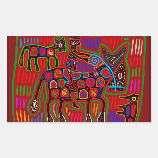 Panama Mola - Rettet einen Pferdeschlitten Rechteckiger Aufkleber (Vorderseite)